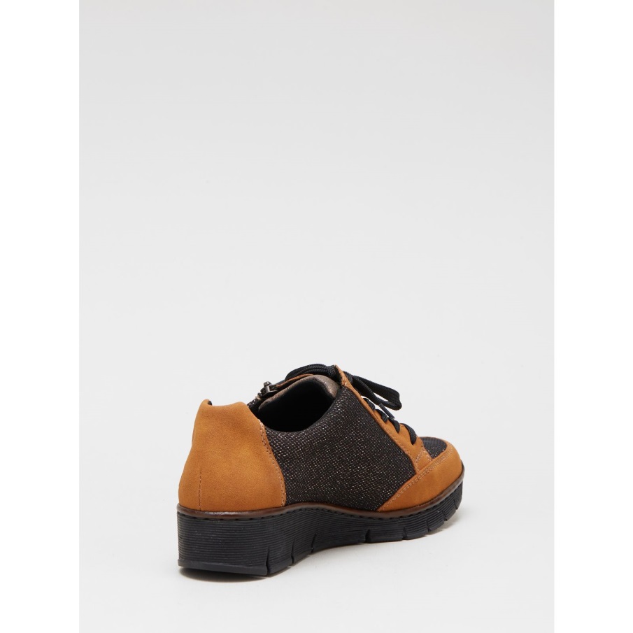 Zwarte Rieker Wedge Sneaker Met Ritssluiting Aan De Zijkant