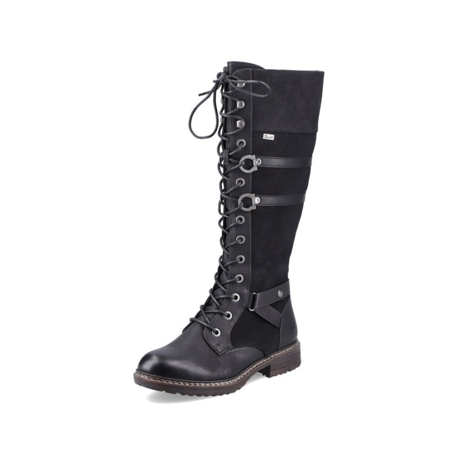 Black Rieker 94732 Women Knee High Boots