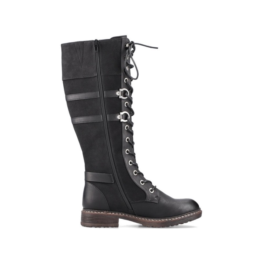Black Rieker 94732 Women Knee High Boots