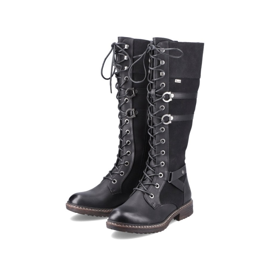 Black Rieker 94732 Women Knee High Boots