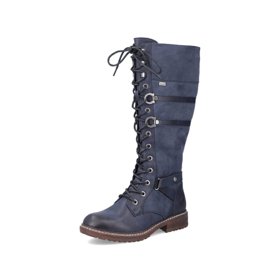 Blauwe Rieker 94732 Kniehoge Dameslaarzen
