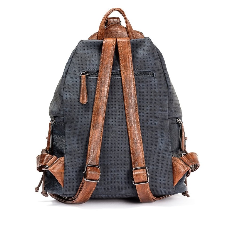 Blauwe Rieker H1055-14 Blauwe Handtas Met Rits Voor Dames