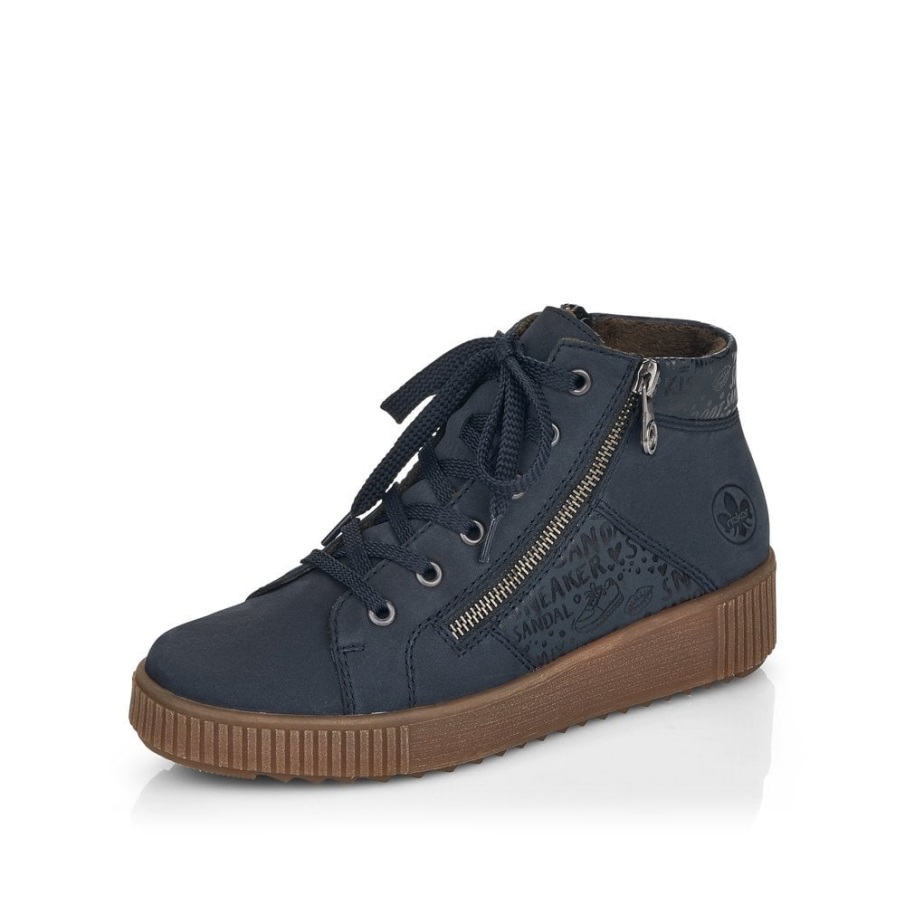 Blauwe Rieker M6434 Dameslaarzen