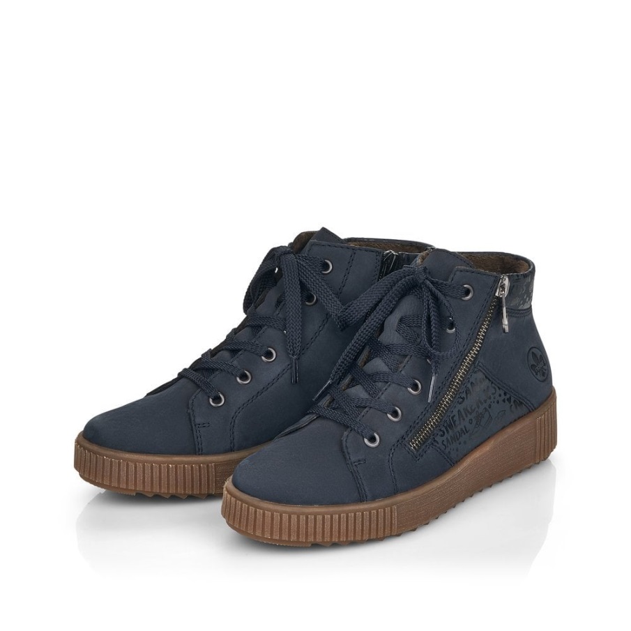 Blauwe Rieker M6434 Dameslaarzen