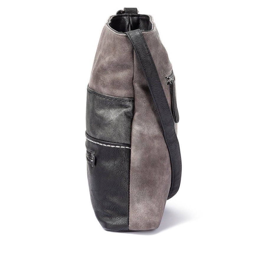 Grijze Rieker H1301-45 Dames Zwarte Ritstas