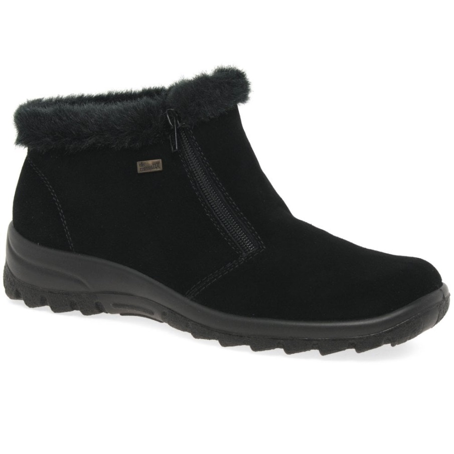 Zwarte Rieker Ella Warm Gevoerde Enkellaarzen Voor Dames
