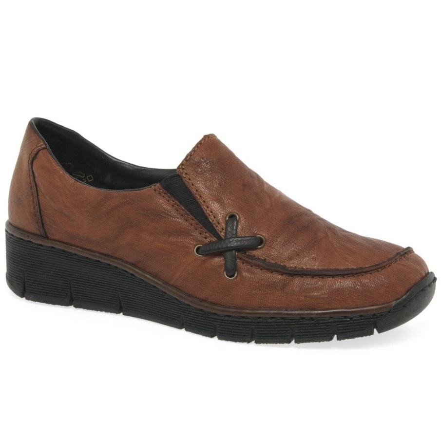 Rieker Gala Dames Casual Sleehak Schoenen Kastanje