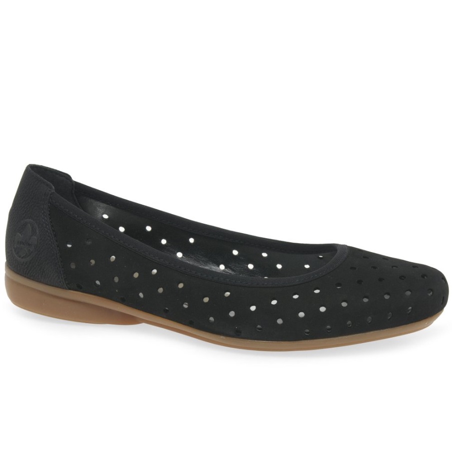 Rieker Harrington Dames Ballerina's Zwart