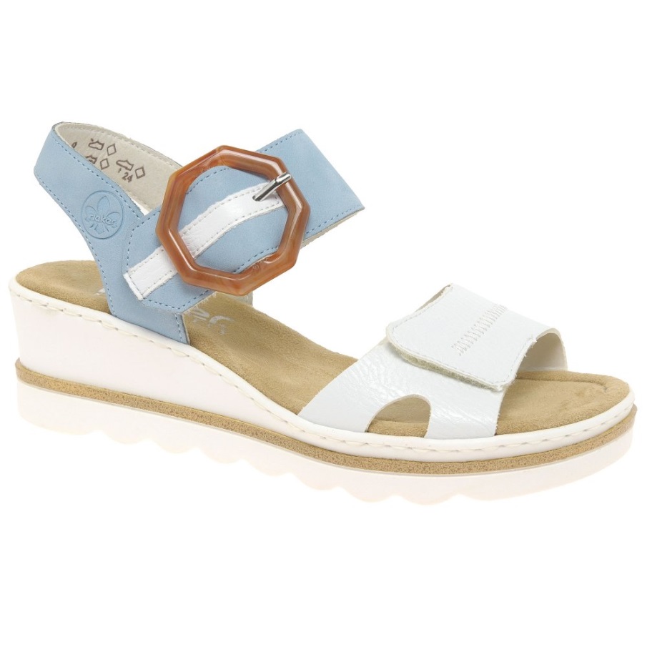 Rieker Jena Dames Sandalen Met Sleehak Wit