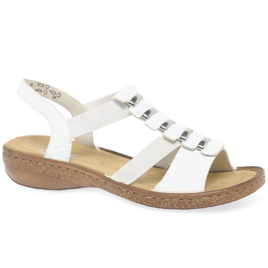 Rieker Trim Dames Slingback Sandalen Wit