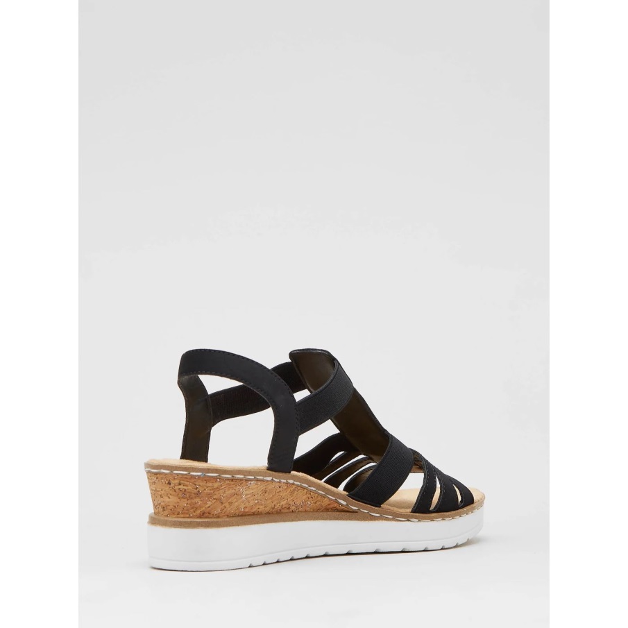 Rieker Sleehak Sandaal Met Kralen Rand Wit