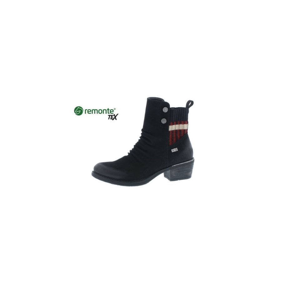 Rieker Remonte R1172-02 Zwarte Combi-enkellaarzen Voor Dames