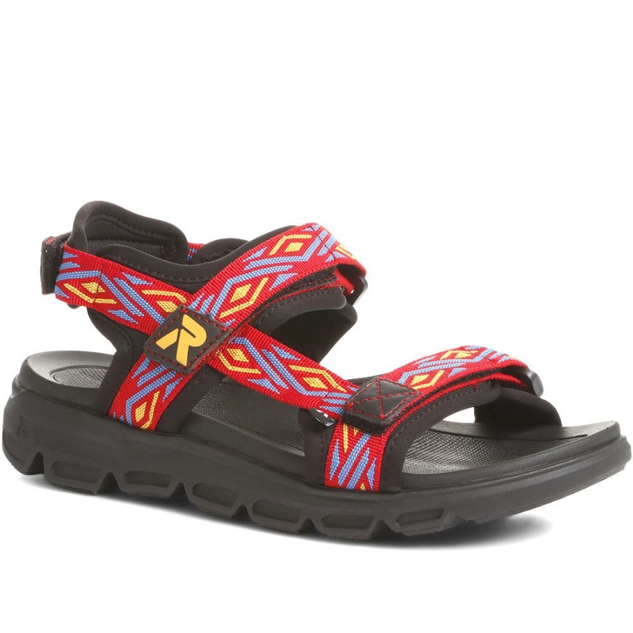 Rieker Black-Blue Adjustable Wide-Fit Sandals