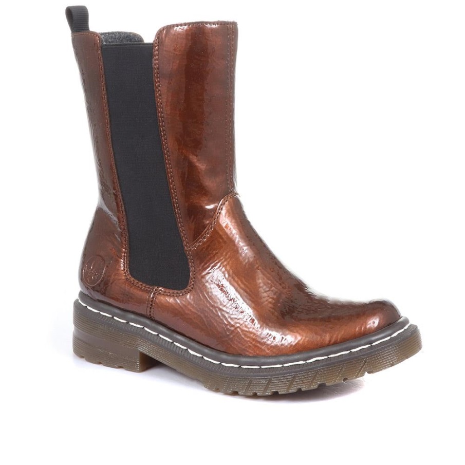 Rieker Chunky Chelsea Boots Brons Lak