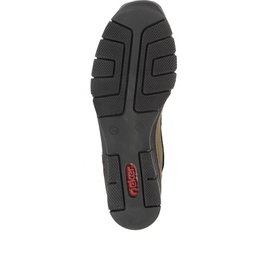 Rieker Olive Leather Lace-Up Trainers